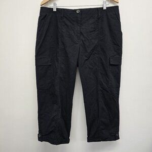 Chico's Cargo Capri Pants Women's Size Large Comfort Waistband Black Casual
